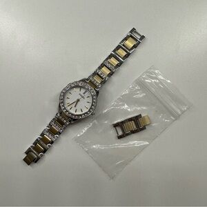 Fossil Crystal White Dial Two-Tone Ladies Watch ES2409